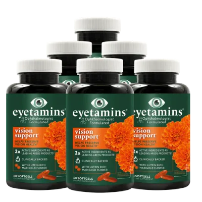 Eyetamins Vision Support | with Lutein Rich Marigold & Natural AREDS 2  Proven Ingredients - 30 Days